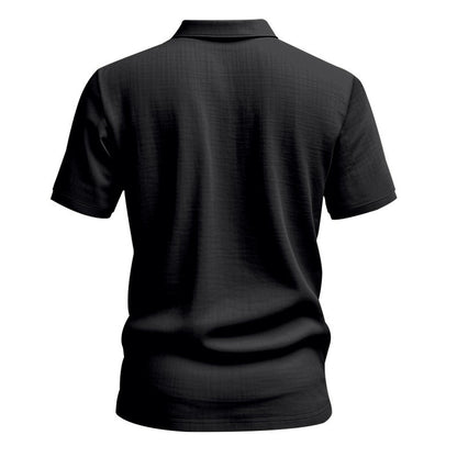 Men’s British Gentleman Style Loose-Fit Linen Polo Shirt Summer Short Sleeve | YHBKCS-20