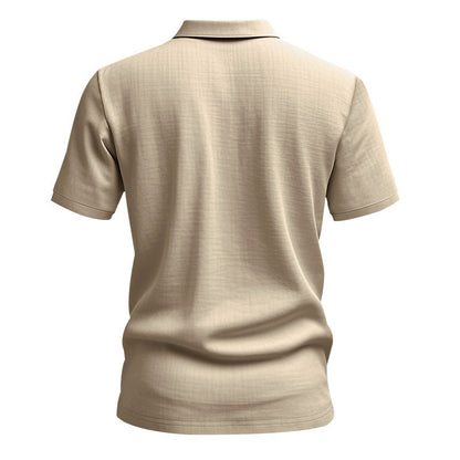 Men’s British Gentleman Style Loose-Fit Linen Polo Shirt Summer Short Sleeve | YHBKCS-20