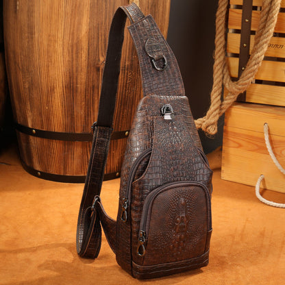 Men's Business Shoulder Bag Elegant Crocodile Pattern for Professional Style | 9076