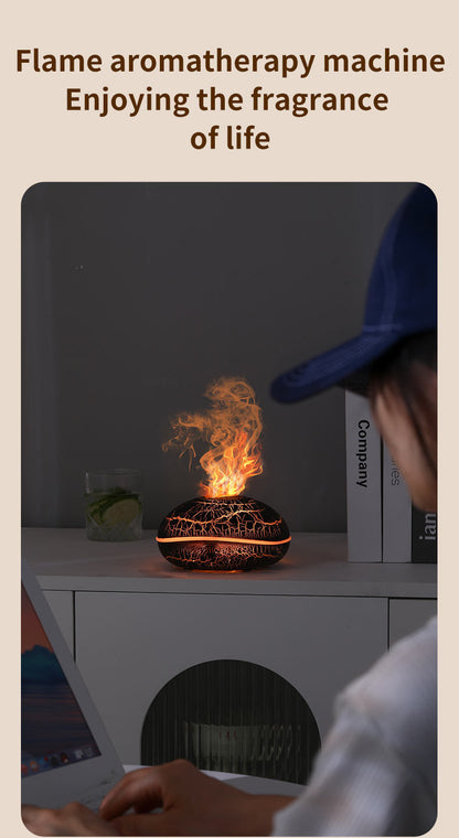 Realistic Flame Effect Aromatherapy Diffuser – 7-Color LED Humidifier USB Powered for Home, Office & Bedroom | SD13