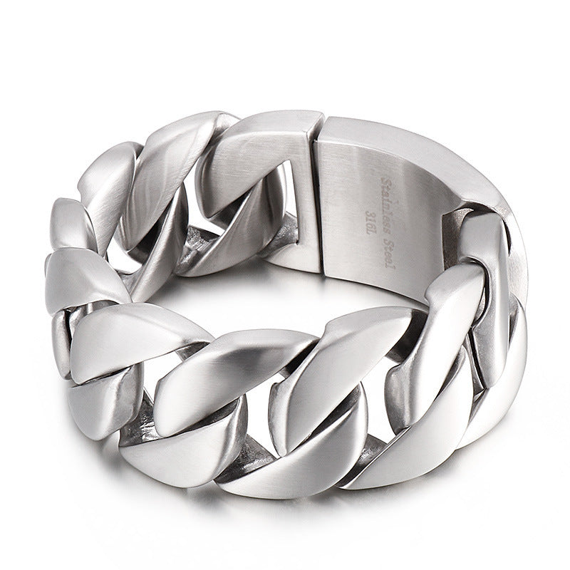 Men’s Thick Titanium Steel Bracelet Glossy & Domineering Fashion Jewelry Trendy Piece Bracelet | KB31778-D