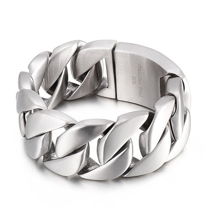 Men’s Thick Titanium Steel Bracelet Glossy & Domineering Fashion Jewelry Trendy Piece Bracelet | KB31778-D