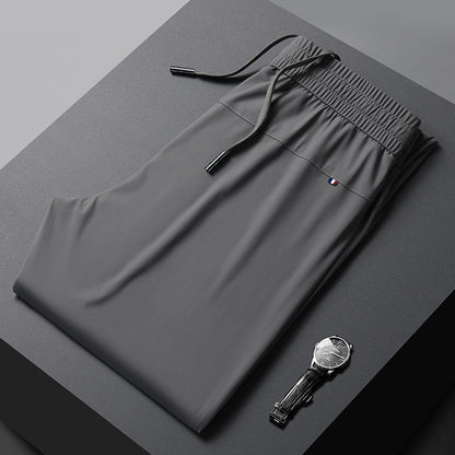 Men’s Quick-Dry Ice Silk Summer Jogger Pants | Lightweight Breathable Straight-Leg Active Trousers | L19-6601