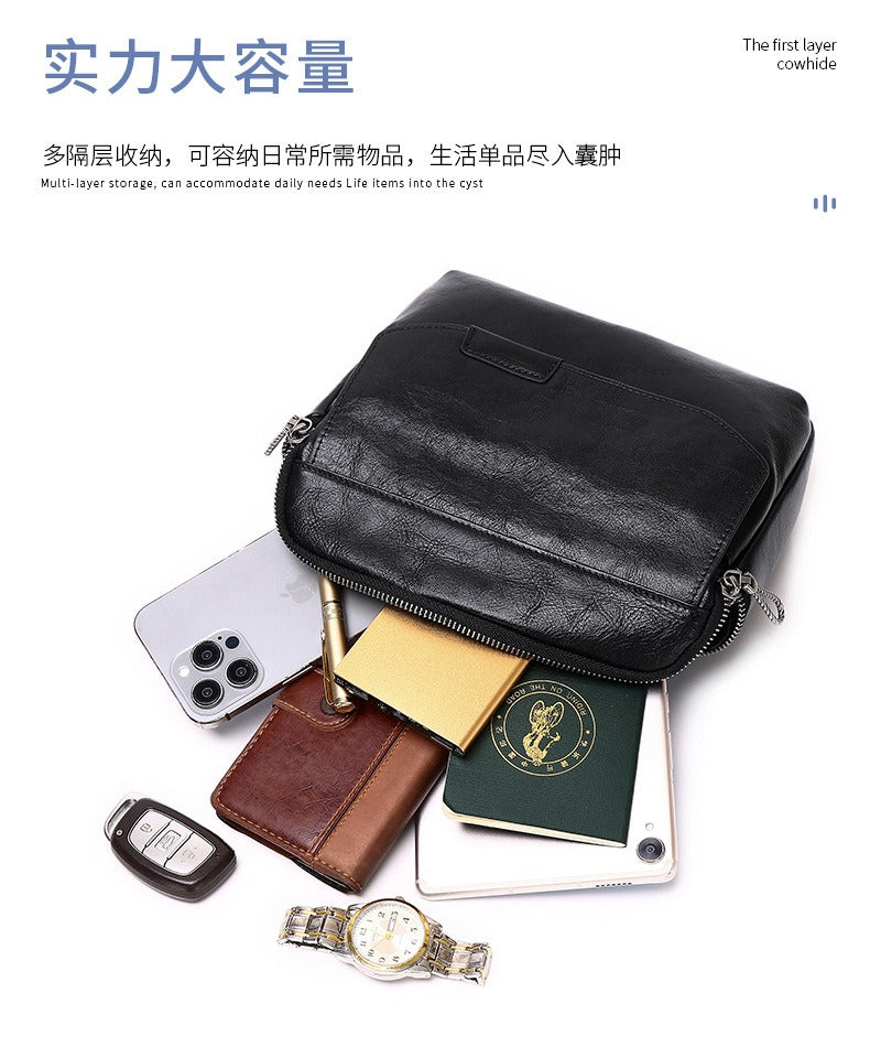 Cafen Kelvri Men’s Premium Leather Chest Bag – Genuine Cowhide Crossbody Sling & Waist Pack UK | 88571A