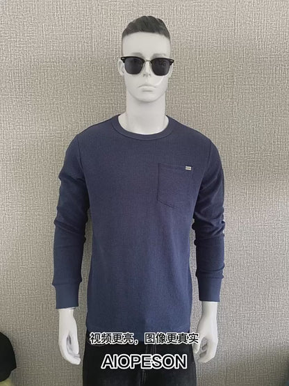 T-shirt da uomo a maniche lunghe, pesante, girocollo, tinta unita | TS1078 