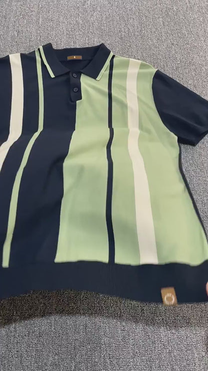 Men's Striped Knit Polo Shirt - 2025 Summer Slim-Fit Urban Casual Top | PSD8021/PSD8028