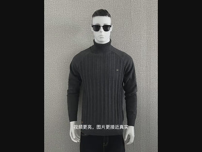 Cardigan à col roulé coupe slim pour homme, pull décontracté en tricot thermique | Y334 