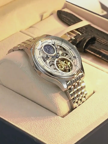 Orologio da polso automatico di lusso meccanico da uomo in acciaio inossidabile impermeabile | J117 