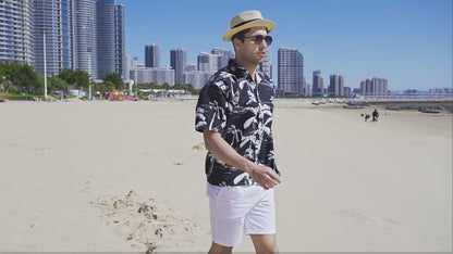 Camicie da spiaggia hawaiane a maniche corte con bottoni, motivo floreale estivo da uomo | CS 