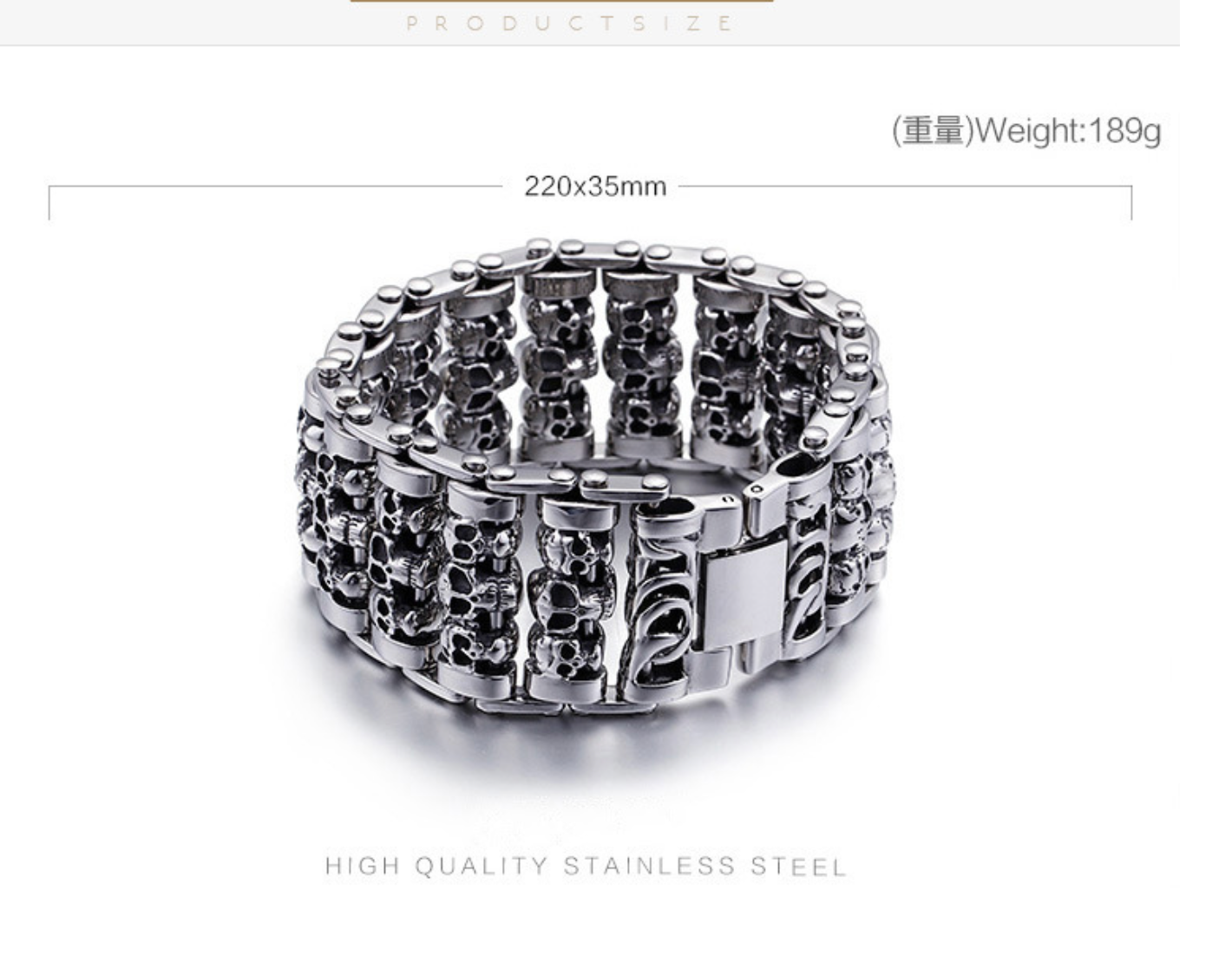 Men’s Skull Bracelet Titanium Steel Punk Ghost Head Bracelet | KB76276-BD