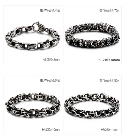 Men’s Stainless Steel Skull Bracelet Punk Motorcycle Ghost Head Design Titanium Steel Bracelet | KB120968-BDJX