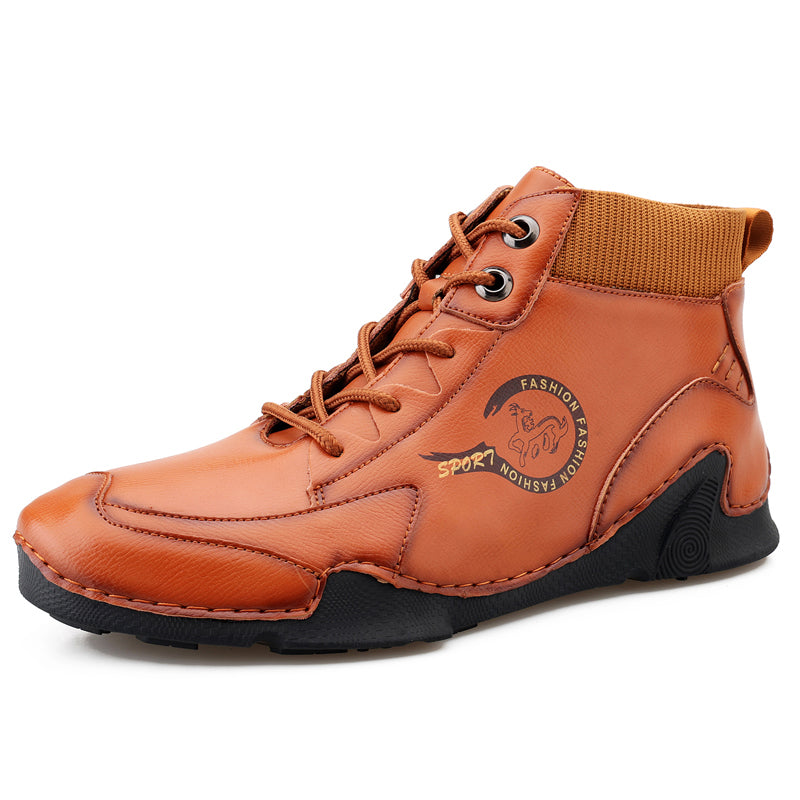 Bottines britanniques en cuir cousues à la main pour hommes-008