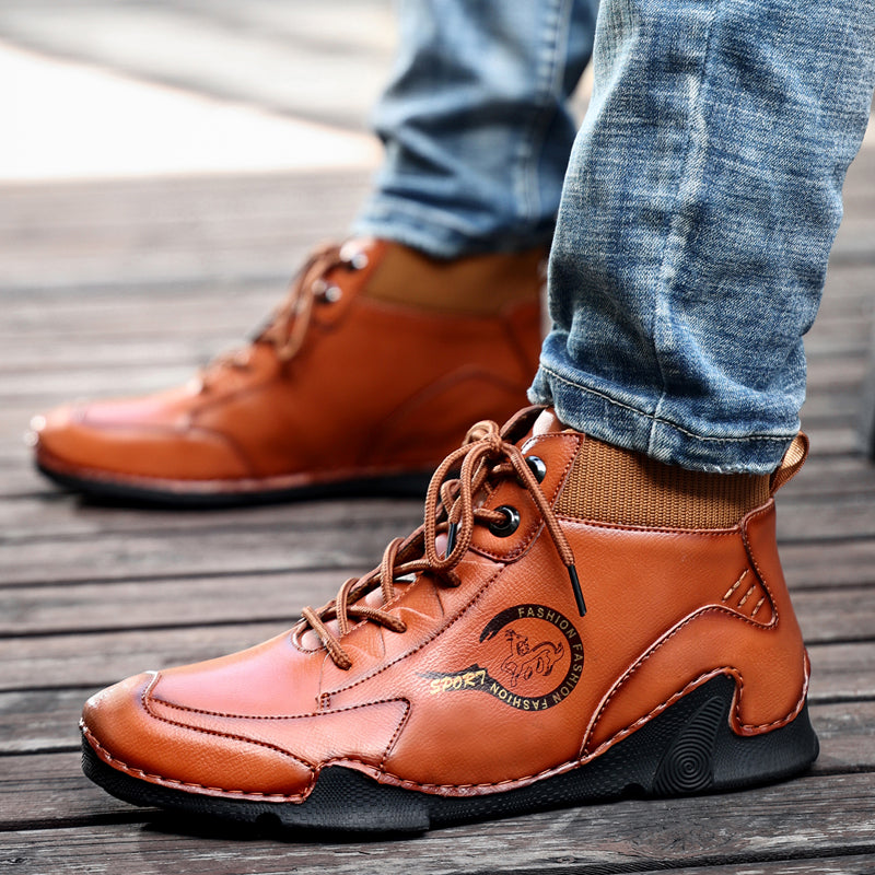 Bottines britanniques en cuir cousues à la main pour hommes-008