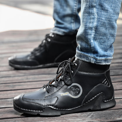 Bottines britanniques en cuir cousues à la main pour hommes-008