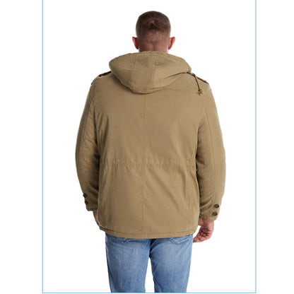 Giacca multitasche premium da uomo in lana di agnello con cappuccio spesso | 3256 