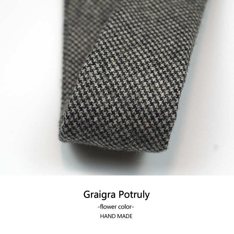 Cravatta da uomo in lana e cashmere, modello a quadri, casual, formale, sottile, in tweed | Y-112