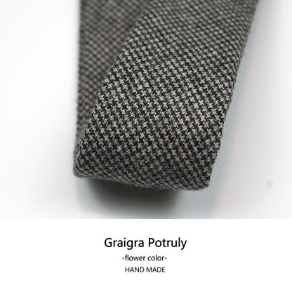 Cravatta da uomo in lana e cashmere, modello a quadri, casual, formale, sottile, in tweed | Y-112