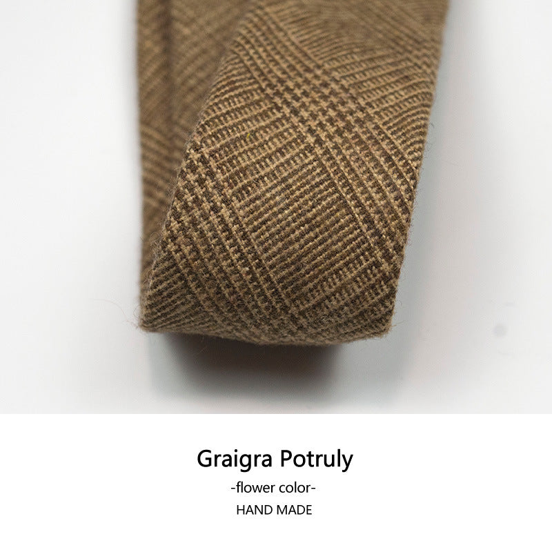 Cravatta da uomo in lana e cashmere, modello a quadri, casual, formale, sottile, in tweed | Y-112