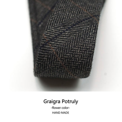 Cravatta da uomo in lana e cashmere, modello a quadri, casual, formale, sottile, in tweed | Y-112