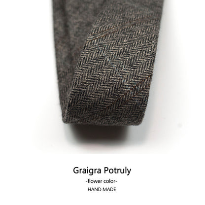 Cravatta da uomo in lana e cashmere, modello a quadri, casual, formale, sottile, in tweed | Y-112