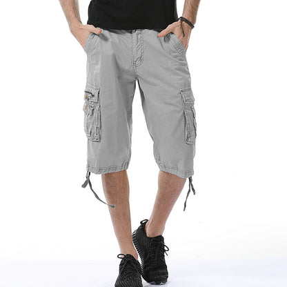 Pantaloncini cargo multitasche versatili in twill da uomo-A082