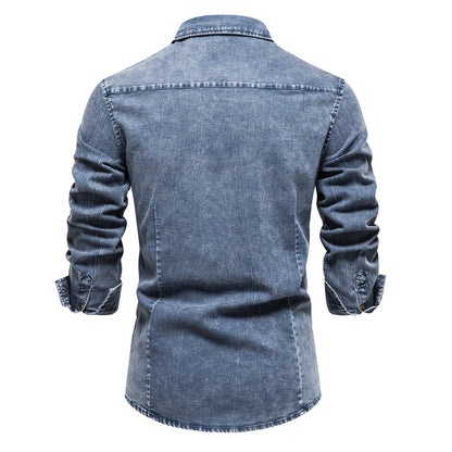 Camicie a maniche lunghe in denim leggero per uomo | 6012