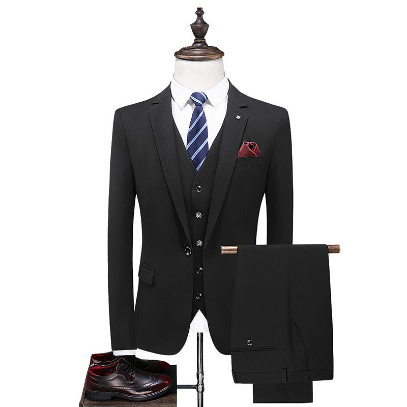Abito da uomo di qualità premium, 3 pezzi, vestibilità slim fit, elegante, con un bottone | SJT218