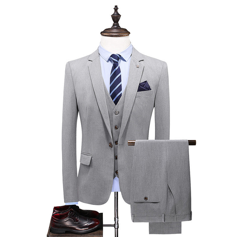 Abito da uomo di qualità premium, 3 pezzi, vestibilità slim fit, elegante, con un bottone | SJT218