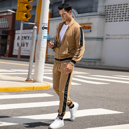 Tuta da jogging da uomo, leggera, a rapida asciugatura, con cerniera intera, primavera-autunno | TZ55