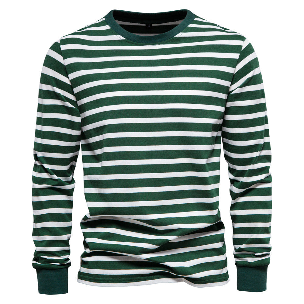 Men's Long Sleeve Slim Fit Casual Striped Sweatshirt | TS293