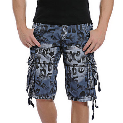 Short cargo camouflage imprimé léopard pour homme, coupe décontractée, multi-poches -2292