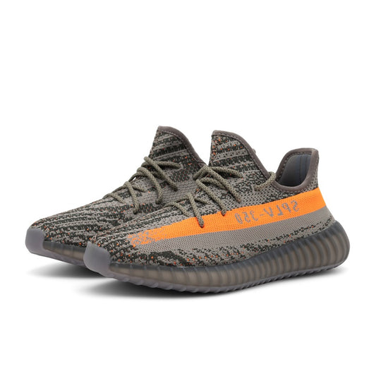 Adult Boost Shoes Premium Trainers Workout Sneakers 350V | Grey & Orange