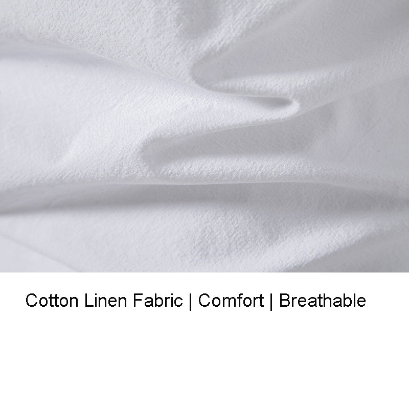 Mens Cotton Linen Shirts Casual Long Sleeve Button Up Shirts Fashion Business Tops with Pocket  | A276