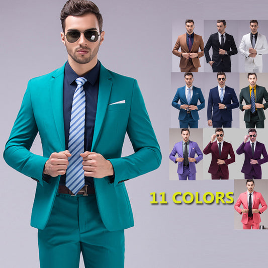 Men’s Premium 2 Piece Suit  Smart Fit Prom Suits Work Wedding Casual Parties Business Tuxedo Blazer and Pants Trouser Set - X16