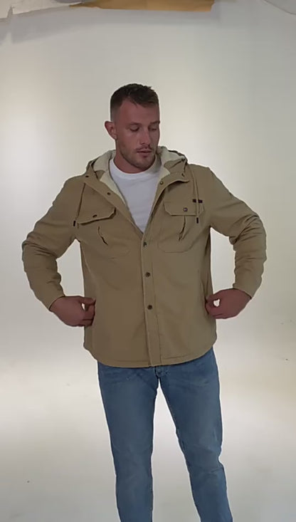 Giacca in lana con cappuccio resistente da uomo in stile denim | 3256 