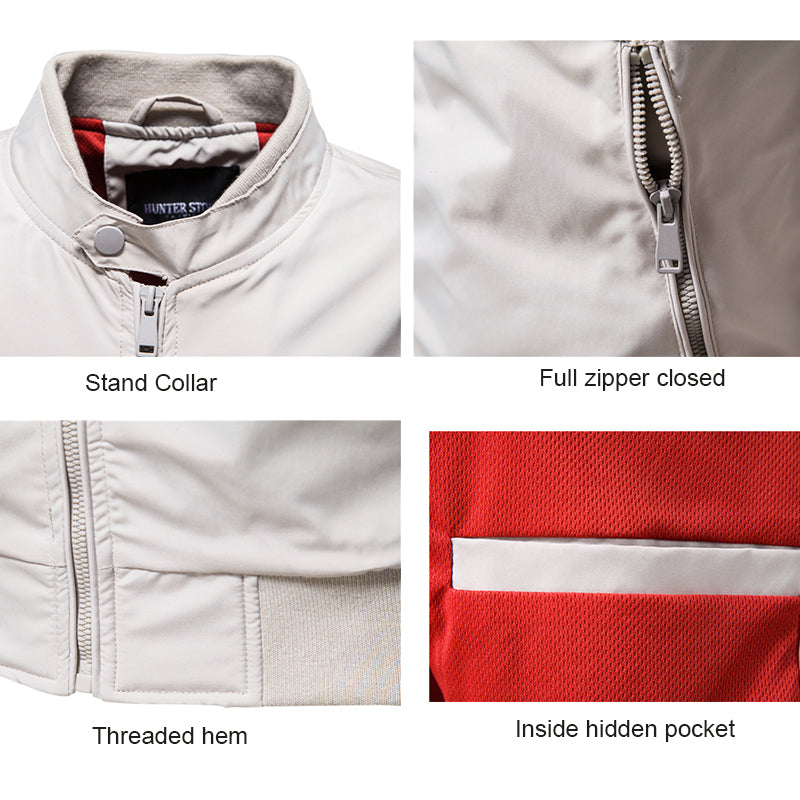 Giacca antivento con cerniera e collo alto da uomo, casual-8836