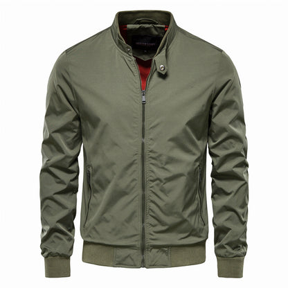 Giacca antivento con cerniera e collo alto da uomo, casual-8836