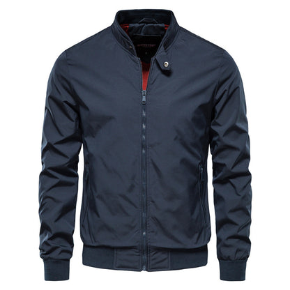 Giacca antivento con cerniera e collo alto da uomo, casual-8836