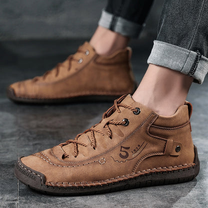 Stivaletti casual da passeggio con lacci cuciti a mano da uomo | 9926
