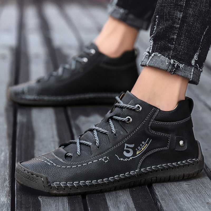 Stivaletti casual da passeggio con lacci cuciti a mano da uomo | 9926