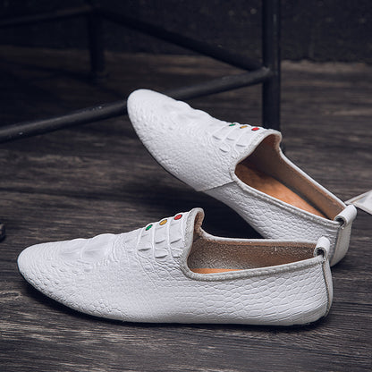 Mocassini con motivo coccodrillo da uomo, scarpe con punta affilata | 695 