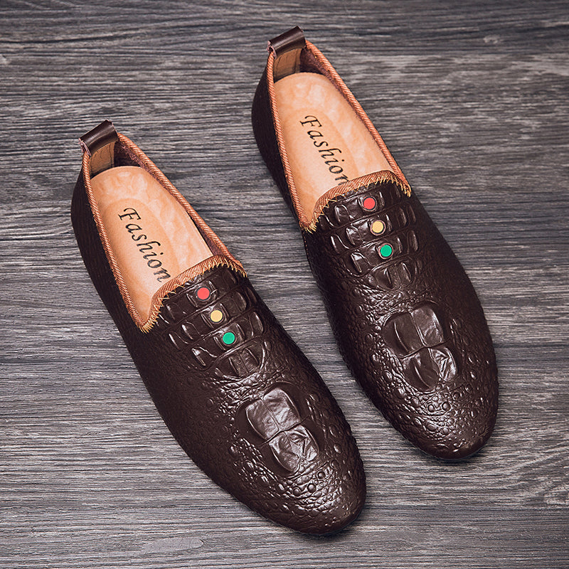 Mocassini con motivo coccodrillo da uomo, scarpe con punta affilata | 695 