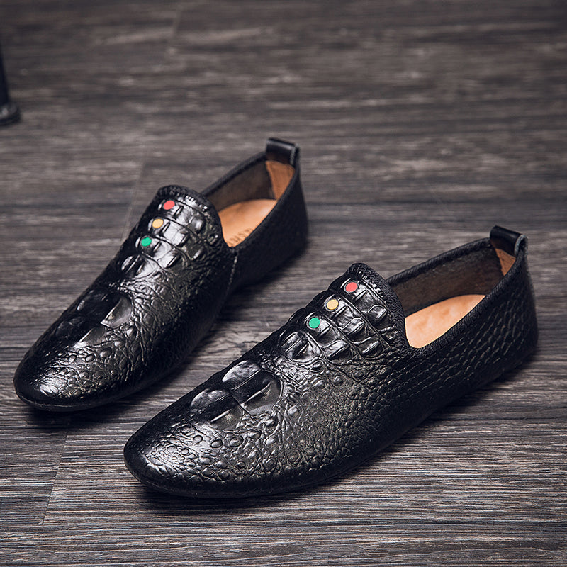 Mocassini con motivo coccodrillo da uomo, scarpe con punta affilata | 695 