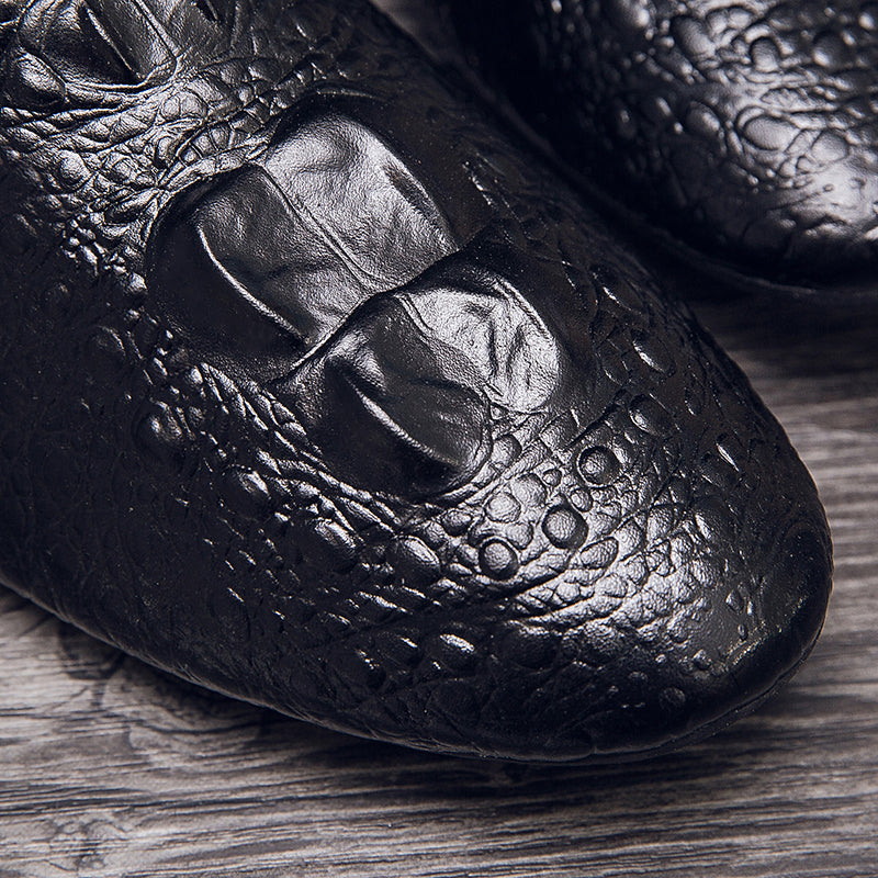 Mocassini con motivo coccodrillo da uomo, scarpe con punta affilata | 695 
