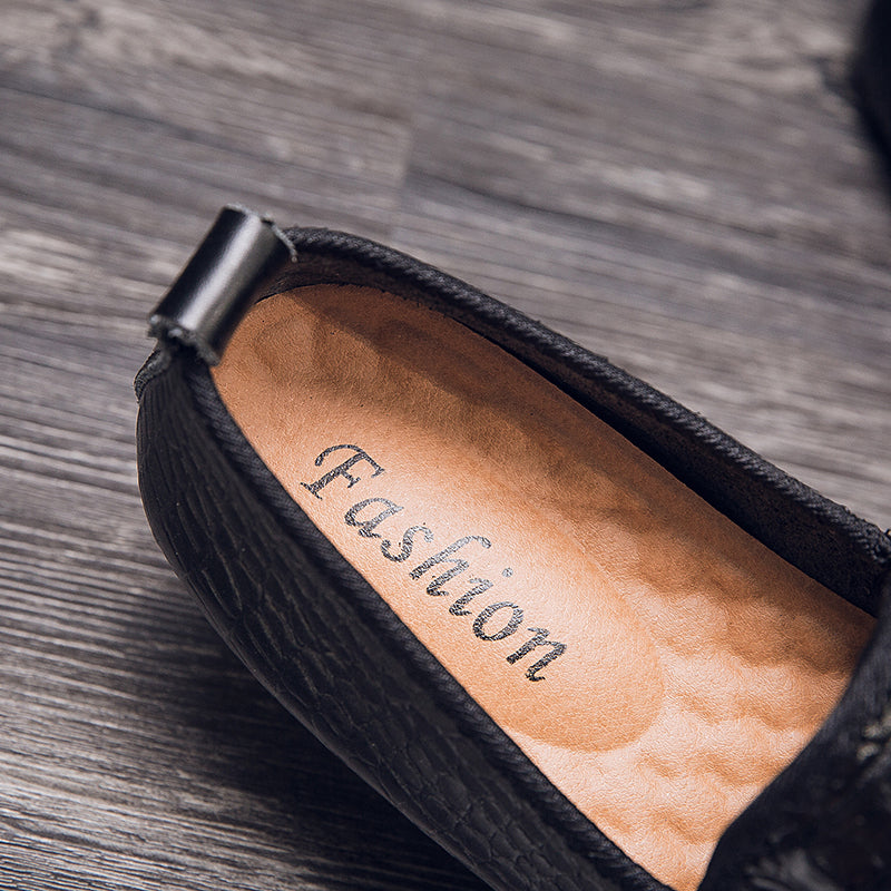 Mocassini con motivo coccodrillo da uomo, scarpe con punta affilata | 695 