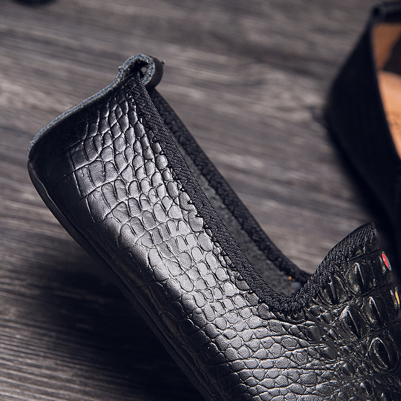 Mocassini con motivo coccodrillo da uomo, scarpe con punta affilata | 695 