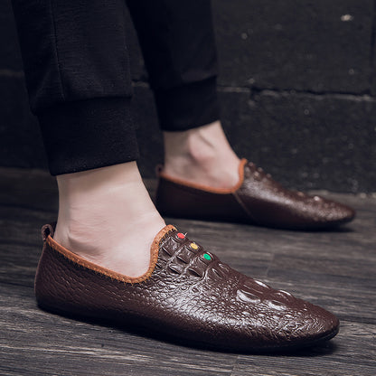 Mocassini con motivo coccodrillo da uomo, scarpe con punta affilata | 695 