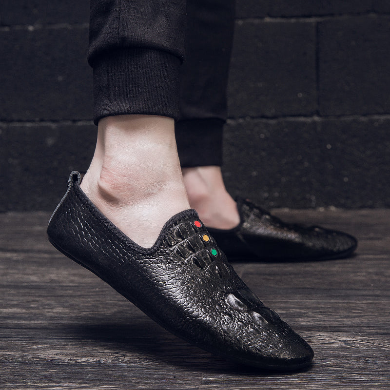Mocassini con motivo coccodrillo da uomo, scarpe con punta affilata | 695 