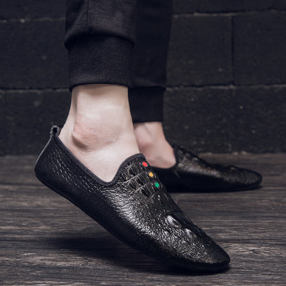 Mocassini con motivo coccodrillo da uomo, scarpe con punta affilata | 695 