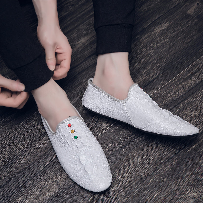 Mocassini con motivo coccodrillo da uomo, scarpe con punta affilata | 695 